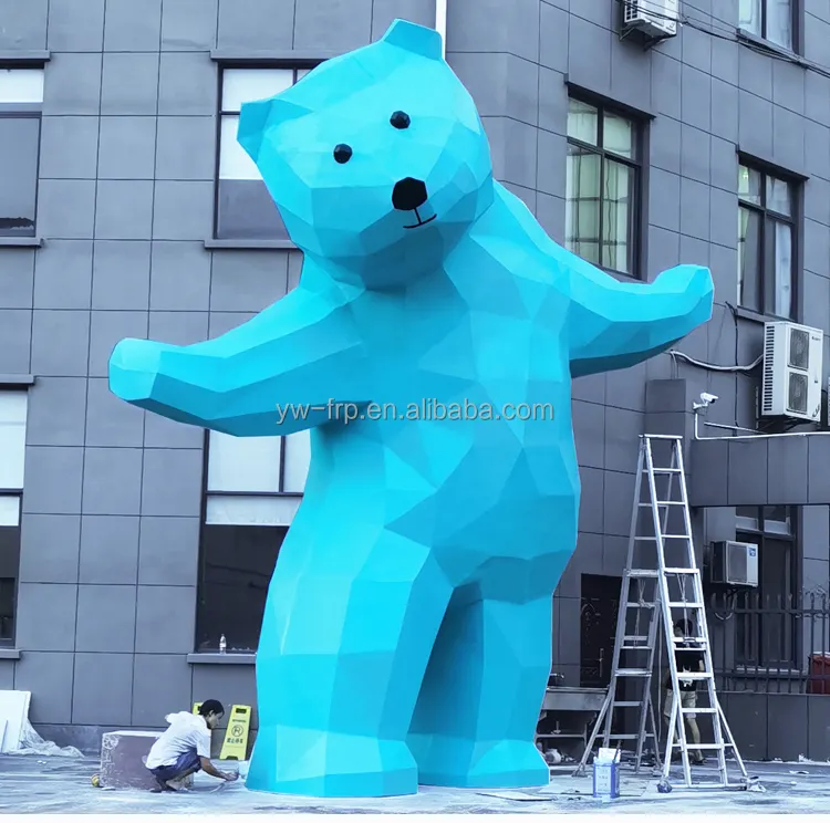 Custom Large Fiberglass Bear Sculpture Decoration Big Animal Statue Floor For Public