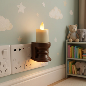 Bougie LED à brancher, bougie électrique sans flamme, bougie blanche, base marron clair pour la décoration de la maison - Product Image 6