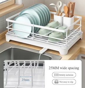 Étagère murale à double niveau pour ustensiles de cuisine, organiseur de comptoir pour bols et assiettes avec porte-fourchettes pour la cuisine - Product Image 5