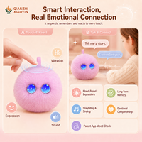 AI QiuQiu Jouet Peluche Intelligent en Forme de Boule Bleue avec Yeux Étoilés, Vibration Tactile, Clonage Vocal, Mémoire Longue Durée, Multilingue, 6 Couleurs, Boucle de Suspension