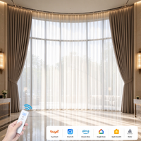 Ensemble de rideaux double couche de luxe pour baie vitrée incurvée, draperie plissée à tombé haut pour hall d'hôtel 5 étoiles, grande fenêtre en arc