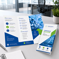 Impression de brochures pliées en trois parties personnalisées, catalogue d'entreprise, dépliant commercial, impression offset CMYK, plastification, carton de qualité supérieure