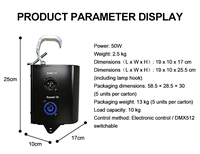 Système de suspension de rideau de scène MAYAFX avec crochet de levage électrique métallique connecté par câble, interfaces DMX/ALIMENTATION, 50/60Hz, 10Kg, AC