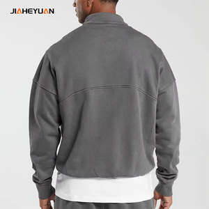 Custom Fleece Half <strong>Zip</strong> Cropped Sweatshirt Men <strong>Jumper</strong> High Quality Oversized <strong>Quarter</strong> <strong>Zip</strong> up Hoodies Men Streetwear - Product Image 3