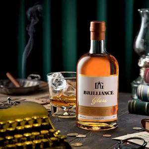 2023 Tùy Chỉnh Khắc 350Ml & 500Ml Dập Nóng Chai Thủy Tinh Đơn Giản Thủy Tinh Cho Whiskey Tùy Chỉnh Công Nghiệp Sử Dụng