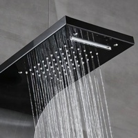 Panneau de douche intégré en acier inoxydable noir laqué couleur acier d'origine avec affichage numérique de la température et système 5 étapes pour hôtel