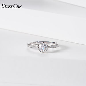 Starsgem 1.03ct 4,5mm redondo corte brillante laboratorio crecido diamante 18K Oro Blanco clásico Unisex solitario anillo de compromiso - Product Image 1