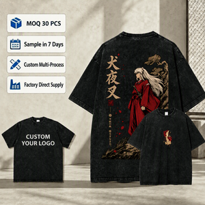 T-shirt pour homme personnalisé DTG ODM OEM, 2000 designs, impression claire double face, 100% coton, lavé à l'acide, série d'anime <span class=keywords><strong>Inuyasha</strong></span> - Product Image 1