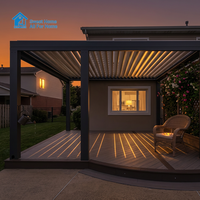 Pergola à lames orientables en aluminium Sweet Home, murs latéraux, toit rétractable bioclimatique motorisé, auvent pour jardin, patio, usage commercial