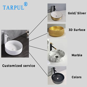 Tarpul Style Européen De <span class=keywords><strong>Mode</strong></span> Or Circulaire Grain De Bois Lavabo Comptoir Designer Lavabo De Luxe Salle De Bains Évier Art Évier - Product Image 5