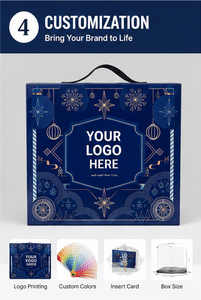 Caja de Regalo de Calendario de Adviento Azul Navideño con 24 Cajones Individuales, Asa e Impresión Personalizada - Product Image 6