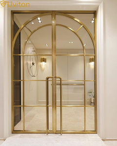 Telaio in ottone di lusso porte di casa casa <span class=keywords><strong>esterno</strong></span> interno porta oro Design doppio porta studio porta <span class=keywords><strong>con</strong></span> <span class=keywords><strong>vetro</strong></span> - Product Image 1