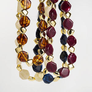 카이메이 <span class=keywords><strong>2026</strong></span> 패션 주얼리 뉴 레트로 트렌드 컬러 비즈 목걸이 럭셔리 하이엔드 레진 초커 골드 목걸이 여성용 - Product Image 4