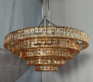 <span class=keywords><strong>Lampadario</strong></span> Rotondo Moderno di Lusso in Stile Nordico Americano, con Pannelli in Vetro <span class=keywords><strong>Verde</strong></span> Texturizzato per Soggiorno, Camera da Letto e Villa - Product Image 5