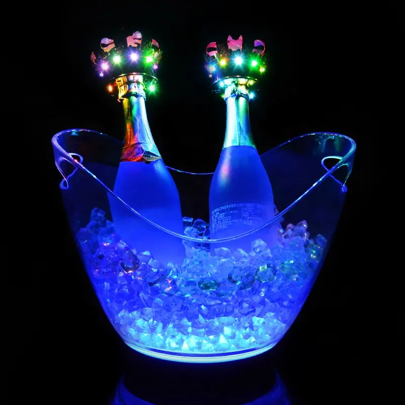 Secchiello per il ghiaccio ovale trasparente illuminato secchielli per illuminazione a Led secchiello per il ghiaccio in plastica Champagne