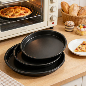 Magnifique moule à pizza en acier au carbone profond, durable et impressionnant, pour la cuisson au four familial avec des finitions <span class=keywords><strong>de</strong></span> qualité - Product Image 2