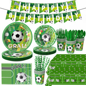 Ensembles de serviettes et de vaisselle jetables à thème football, <span class=keywords><strong>d</strong></span>écorations pour fêtes <span class=keywords><strong>d</strong></span>'enfants, en stock - Product Image 1