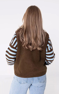 <span class=keywords><strong>Gilet</strong></span> personnalisé en Sherpa avec fermeture éclair à l'avant pour femmes, vêtements de <span class=keywords><strong>sport</strong></span> d'extérieur de style basique, vestes chaudes sans manches doublées en polaire, <span class=keywords><strong>gilet</strong></span> pour vêtements d'extérieur essentiel - Product Image 5