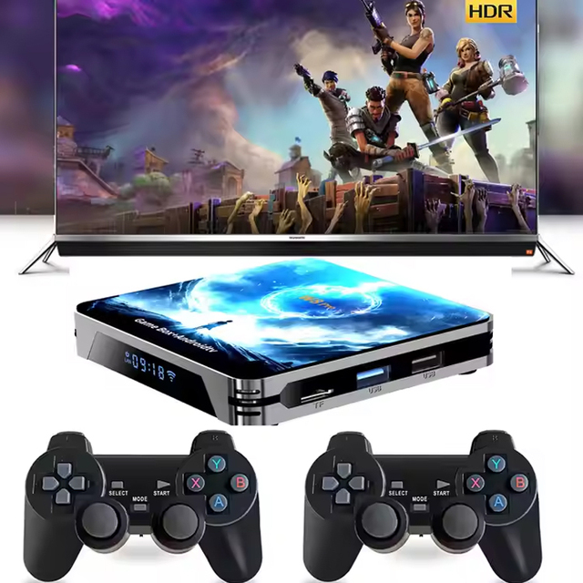W8 Pro Allwinner H313 Game TV Box with Two Joysticks EU/US Plug Type