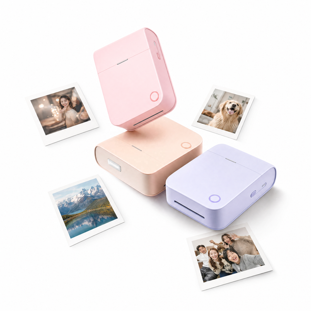 600DPI HD Pocket Photo Printer Portable Color Inkjet Mini Printer with Bluetooth for 2x3 Inch Sticky Back Photo Paper