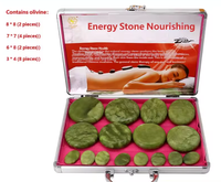 Chauffe-pierres de massage, ensemble de pierres de massage rondes en jade vert avec boîte chauffante pour la relaxation corporelle en SPA
