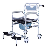 Chaise de toilette pliante pour personnes âgées avec roulettes – Siège de douche et de toilette mobile, adapté aux personnes âgées, Classe II