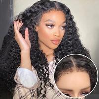 4C perruque Deep Wave Curly Invisible Lace Front Wigs, perruques de cheveux humains de qualité supérieure avec bords bouclés