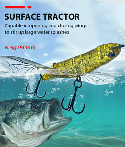Améliorez votre équipement de pêche topwater 8cm leurres de <span class=keywords><strong>surface</strong></span> flottant whopper popper leurres avec hochet popper <span class=keywords><strong>leurre</strong></span> comme une libellule - Product Image 2