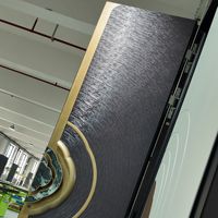 Porte d'entrée de villa sur mesure en aluminium, texture brossée radiale de luxe, incrustation de malachite, poignée circulaire.