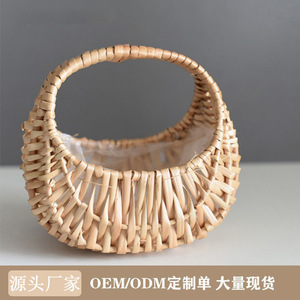 ตะกร้าดอกไม้หวายสาน ตะกร้าของขวัญทำมือ ตกแต่งบ้าน 555 - Product Image 3
