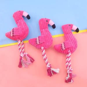 Sıcak satmak yeni Flamingo pet köpek ses peluş oyuncak hayvan oyuncak çocuklar ve evcil Bite çiğnemek için noel hediyeleri pamuk halat oyuncakları - Product Image 3