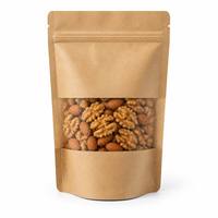 Sachets personnalisés en papier kraft PE avec fenêtre et fermeture éclair pour emballage de noix et aliments secs – Vente en gros