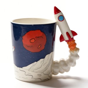 Cartoon Ceramic <b>Coffee</b> Mug With Rocket Handle Space Explorer Design Party Novelty Mugs - Product Image 4