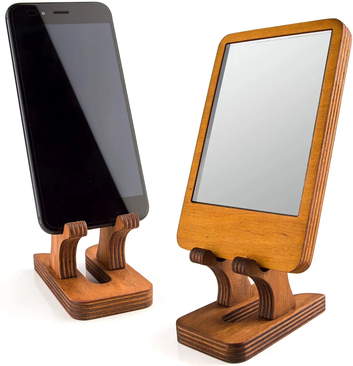Wooden Cell Phone Holder Tablet Stand for Desktop Ideal for iPhone iPad Samsung Tablet PCs Artwork Makeup Mirror Photo