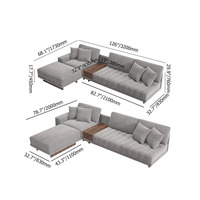 Canapé d'angle modulaire élégant en forme de L, sectionnel en tissu, siège extra large, pour salon familial, design ergonomique moderne