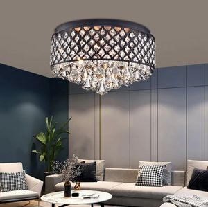 New Style American Style Fixture Lamp Black Led Round Luxury Crystal Raindrop Ceiling <b>Light</b> <b>for</b> Living <b>Room</b> - Product Image 1