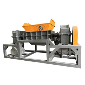 Máquina trituradora de aço e ferro para resíduos de pneus, plástico e papelão, eixo duplo para reciclagem de resíduos de alimentos