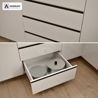 Meuble de cuisine en acrylique sur mesure, aménagement en L contemporain, fournitures pour projets résidentiels, boîtes de rangement en MDF et rangements extractibles