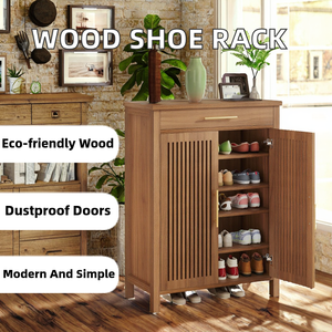 Mueble de Madera Maciza Convertible para el Hogar, Estilo Rústico, para Sala de Estar, Hotel, Zapatero con Puertas de Panel Ventiladas, Ecológico y Antipolvo - Product Image 3