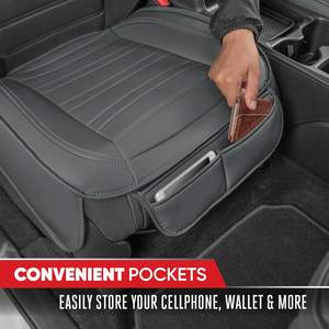 Housses de siège avant inférieures Motor Trend OLIVER pour voitures, camions, SUV, en similicuir, lot de 2, gris, avec poches de rangement rembourrées, intérieur haut de gamme - Product Image 4