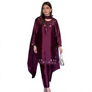 Salwar Kameez indio pakistaní con el último diseño americano de hilo de seda y lentejuelas, atuendo étnico tradicional, estilo elegante para fiestas en la playa - Product Image 1