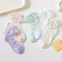 Chaussettes courtes en coton dentelle à volants princesse maille respirante Chaussettes pour enfants cheville Chaussettes courtes blanches roses violettes en dentelle pour bébés filles