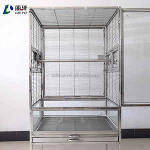 Heavy-duty Stainless Steel 304 Single-layer <strong>Parrot</strong> <strong>Cages</strong> Tempered Glass Bird <strong>Cage</strong> Custom Breathable <strong>Silver</strong> 1pcs - Product Image 4