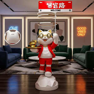 Estatua Gigante de Resina de Gato de la Suerte con Bandeja y Ranura de Depósito, Pintada a Mano, de Moda, para Entradas de Restaurantes/Cafeterías - Product Image 5