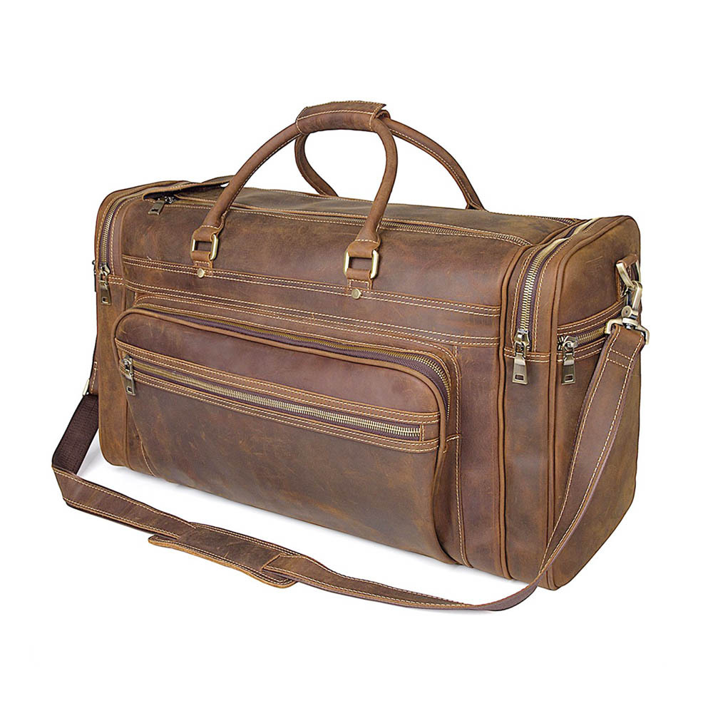 Personalized Handmade Carry on Brown Genuine Leather Luggage Suitcase Travel Bags