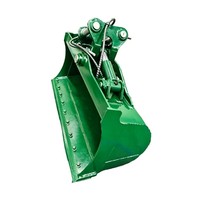 Godet de nivellement inclinable de 8 tonnes avec vérins externes non parallèles, bord sans dents, biseau de surface, finition vert brillant