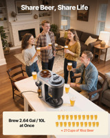 Brassoir à bière domestique automatique, machine à brasser la bière électrique 1500W, brassoir domestique tout-en-un de 3,43 gallons avec dispositif de mouture et d'ébullition
