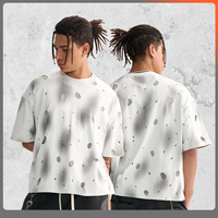 T-shirt 100% coton pour hommes en détresse Vintage surdimensionné Double couche recadrée Boxy Streetwear Unique Hip Hop Print Design