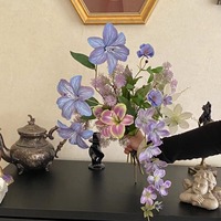 Bunga Mawar Sutra Ungu Buatan Gaya Monet Latar Belakang Taman Dekorasi Interior Pajangan Jendela DIY