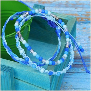 Pulseira de Cordão Trançado à Prova d'Água com Contas Acrílicas Boêmias para Surfistas do Oceano, Pulseira de Amizade Estilo Boho - Product Image 2